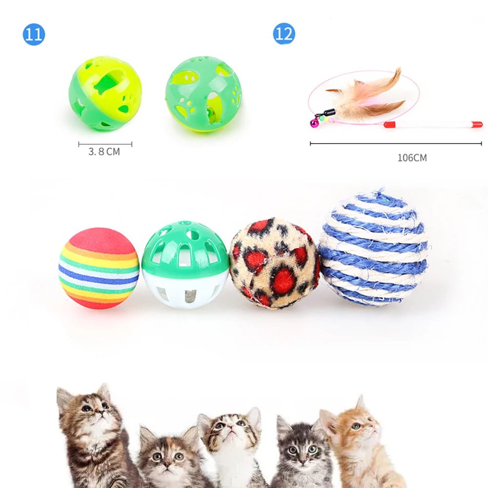 Набор игрушек для котят набор кошек включая полюс рыбалки пушистый мяч игрушки