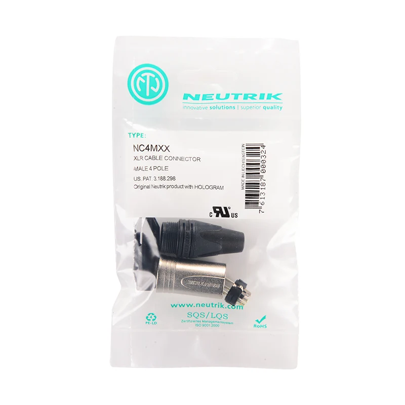 Neutrik 4-полюсный XLR Cannon Plug кабельный разъем DIY для наушников лихорадка ремонт