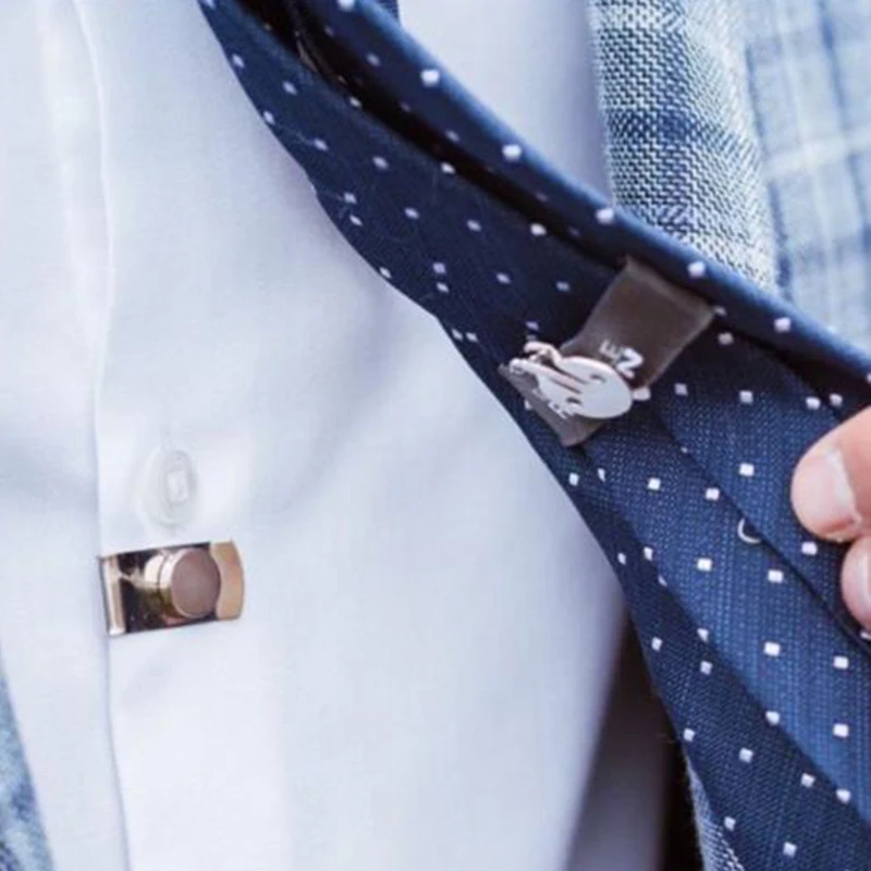 

1PC The Hidden Tie Fixed Invisible Stainless Steel Magnet Automatic Adsorption Tie Clip for Men and Women