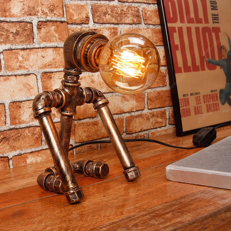 Винтажные настольные лампы в стиле робот с водопроводной трубкой для спальни