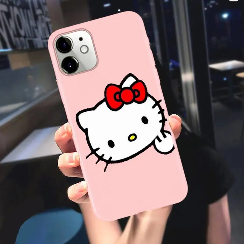 

Soft Cartoon Cat Cover Kitties Cute For Iphone 6 6s 7 8 Plus XR X XS XSmax 11 12 Pro Mini Max Candy Pink Silicone Cover