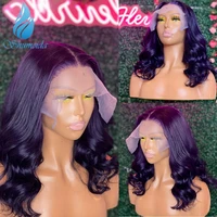shumeida purple color 134 lace front wigs with baby hair peruvian remy human hair 44 wigs for black women gluless pre plucked