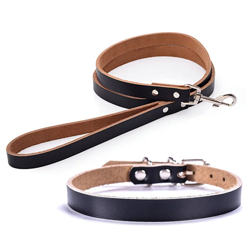 

Ошейник и поводок для собак из натуральной кожи, Набор цветных поводков из натуральной кожи, прочный, для дрессировки маленьких, средних и б...