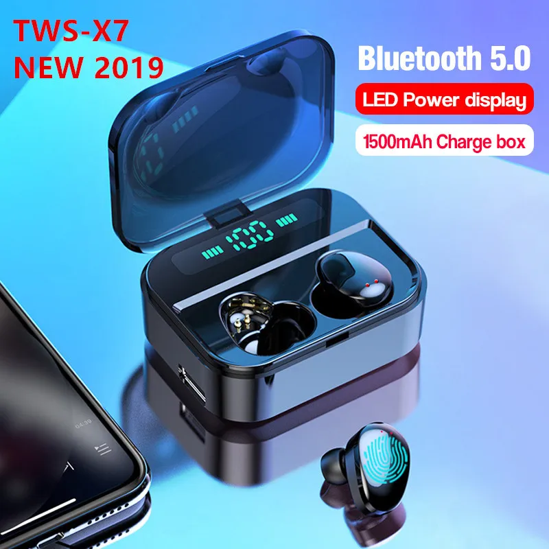 

TWS Bluetooth 5.0 Earphone IPX7 Wireless Headphone Stereo HiFi Wireless Earbud Gaming Headset with Microphone 2200mAh Earpiece