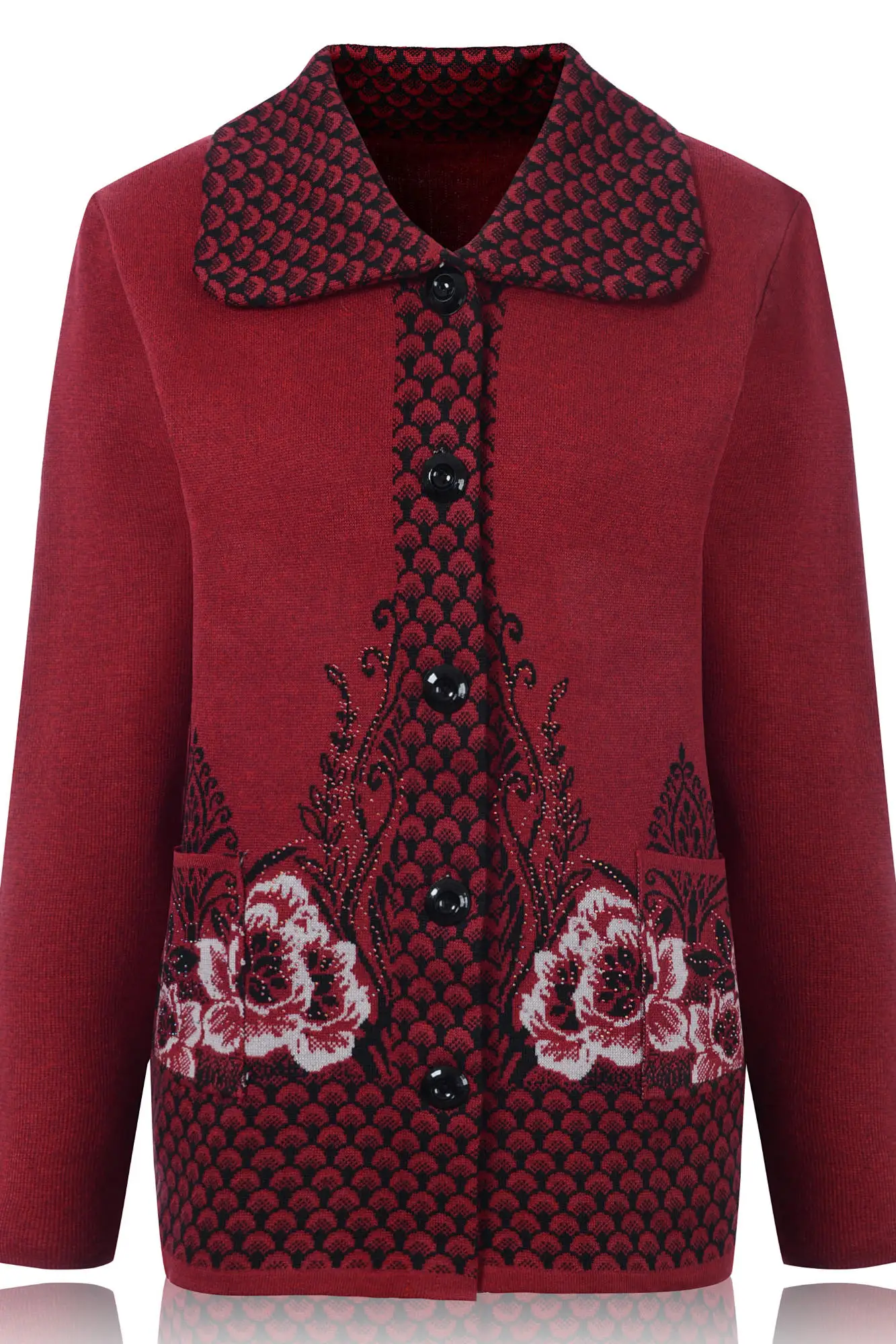 

2021 In the elderly women 's Spring sweater mother installed 60-70 - year - old sweater sweater shirt female lapel sweater