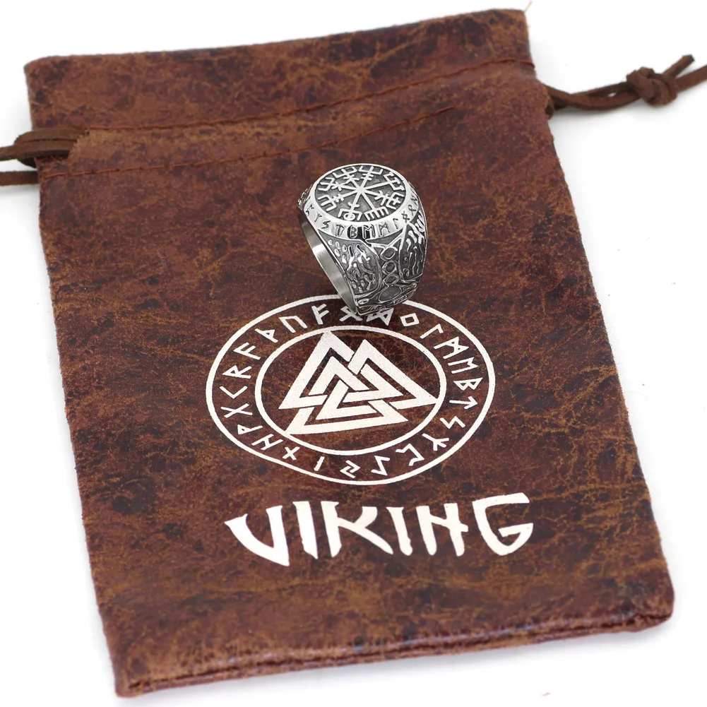 Скандинавский Викинг mjolnir valknut vegvisir Рунический амулет кольцо из нержавеющей