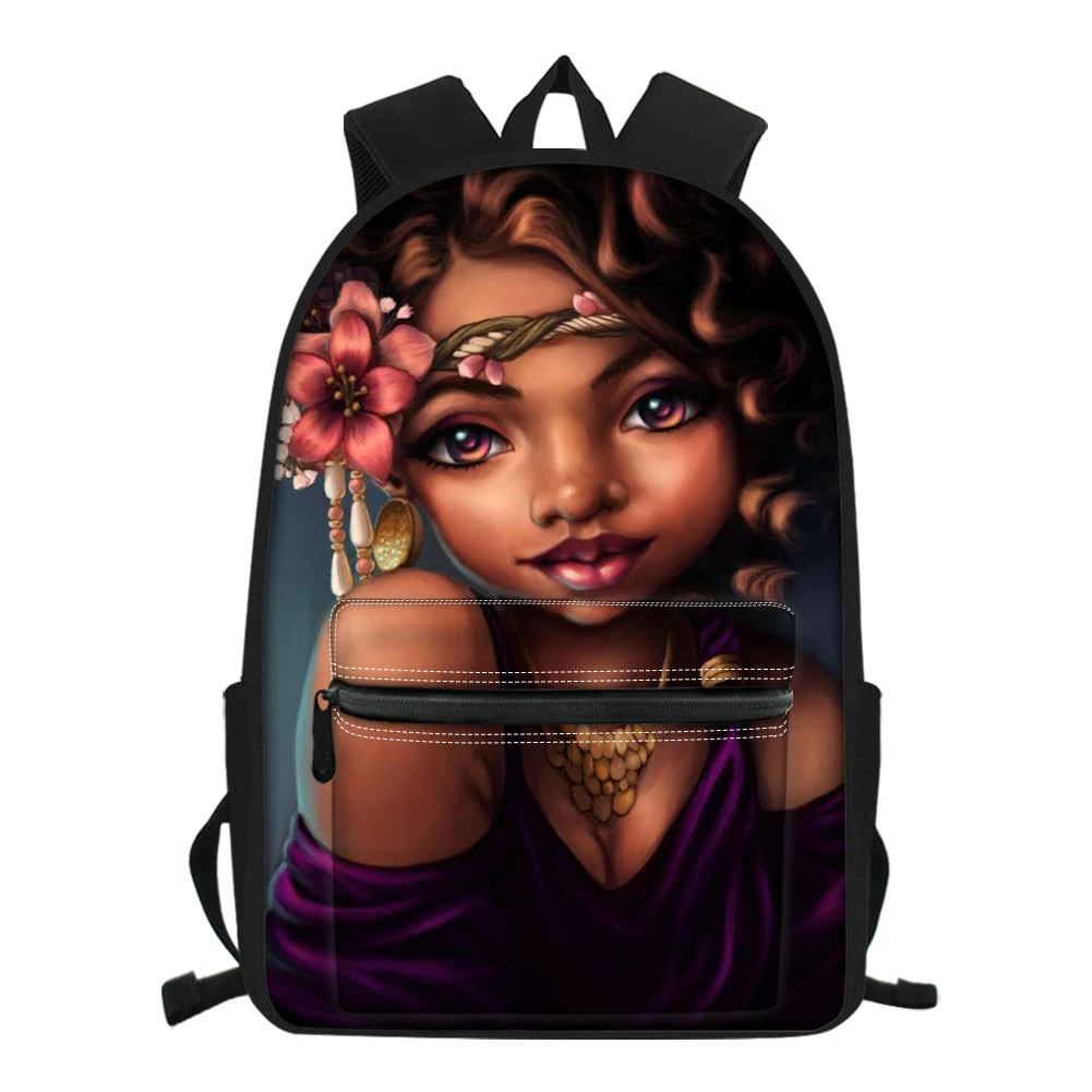 

Cusotm Print Junior School Bags for Teenagers Large Laptop Backpack Children Black Art African Girl Printing Schoolbag Satchel