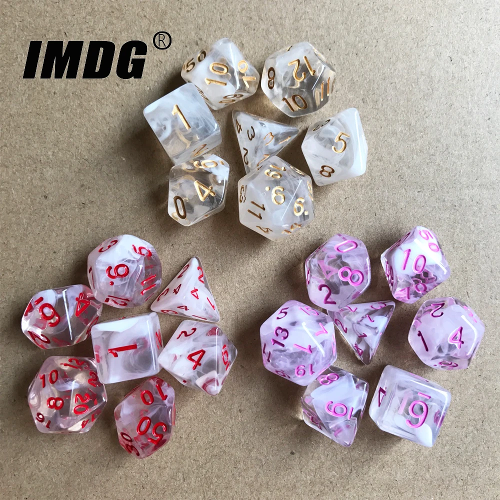 IMDG 7 шт./компл. многогранные красочные прозрачные RPG игровые кубики Акриловые