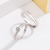 fashion diamond korean open hao stone couple ring silver ring simulation diamond fashion jewelry