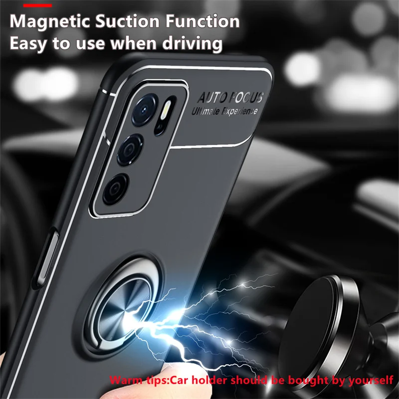 For OPPO A16 Case For OPPO A16 Cover Phone Bumper TPU Soft Ring Magnetic Shockproof Holder For Cover OPPO A54S A16S A16 Fundas
