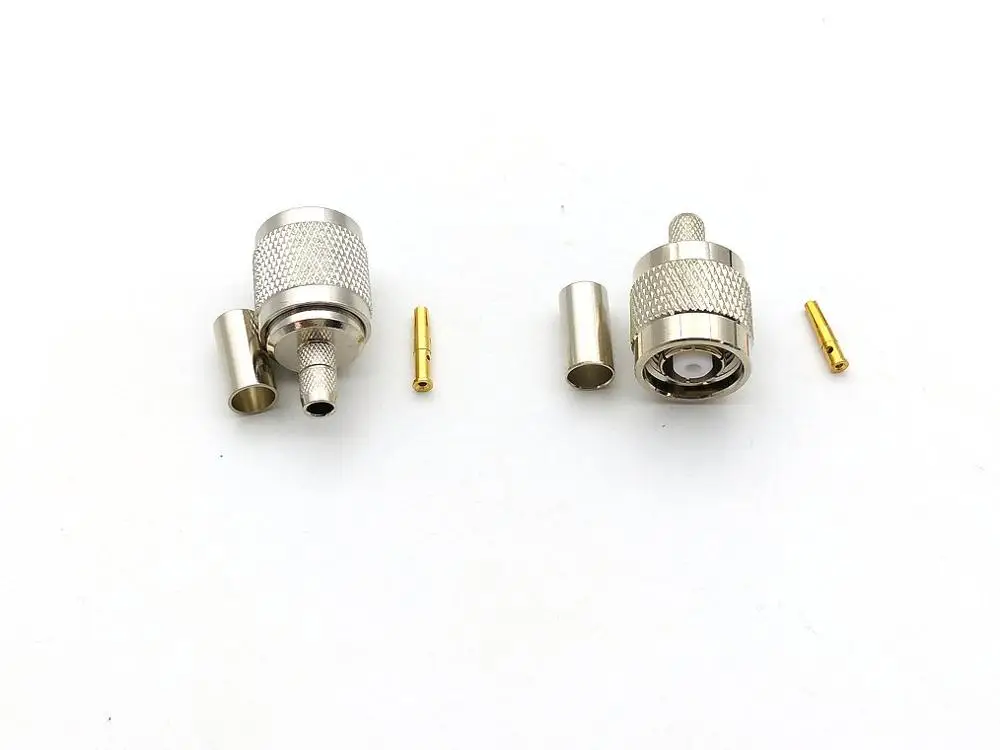 50 шт. латунь 50ohm RP TNC Мужской обжимной для RG58 LMR195 RF коаксиальный разъем
