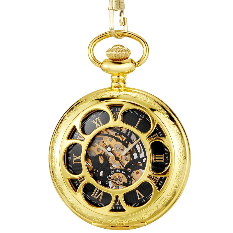 Mechanical Pocket Watch Vintage Skeleton 6 Hollow Roman Numeral Reloj ...