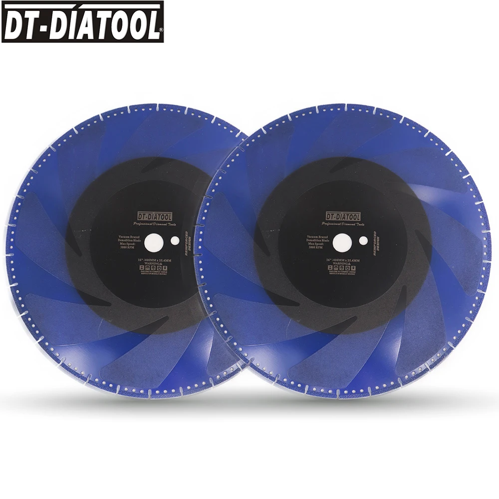 DT-DIATOOL 2pcs 16" Vacuum Brazed Diamond Cutting Discs 400MM Rescue Demolition Saw Blade Steel Pipe Stone Reinforced Concrete |