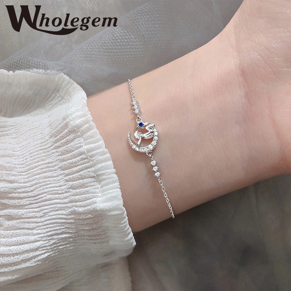 

WHOLEGEM Trendy Little Prince Moon Women Charm Bracelet Exquisite Link Chain Design Female Statement Fine Jewelry Drop Shipping