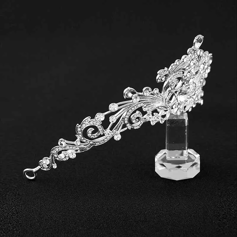 Женская диадема для волос FORSEVEN серебряного цвета с кристаллами в виде сердца