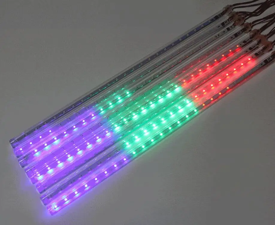 RGB 8 шт./компл. 50 см трубки «метеоритный дождь», 30 см, строка светильник для праздника празднования Рождества светильник s Открытый лампы на солнечных батареях - Испускаемый цвет: RGB