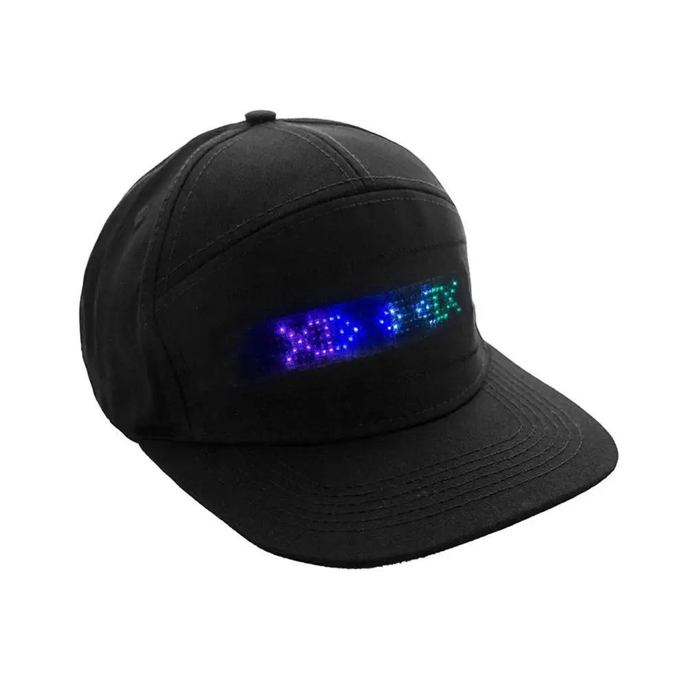 Black A Хип-хоп головные уборы для мужчин и женщин Bluetooth светодиодный головной убор программируемый кредитный рулон Доска для отображения сообщений Бейсбол Хип-хоп вечерние кепки для гольфа - Цвет: Black A