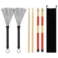 1 pair drum sticks set brushes retractable wire brushes drums drum sticks brush 1 pair rods drum brushes sticks drum stick set