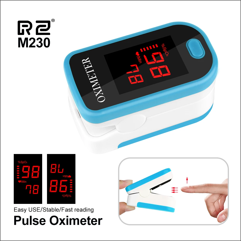 Пульсоксиметр RZ цифровой портативный измеритель пульса и уровня кислорода в