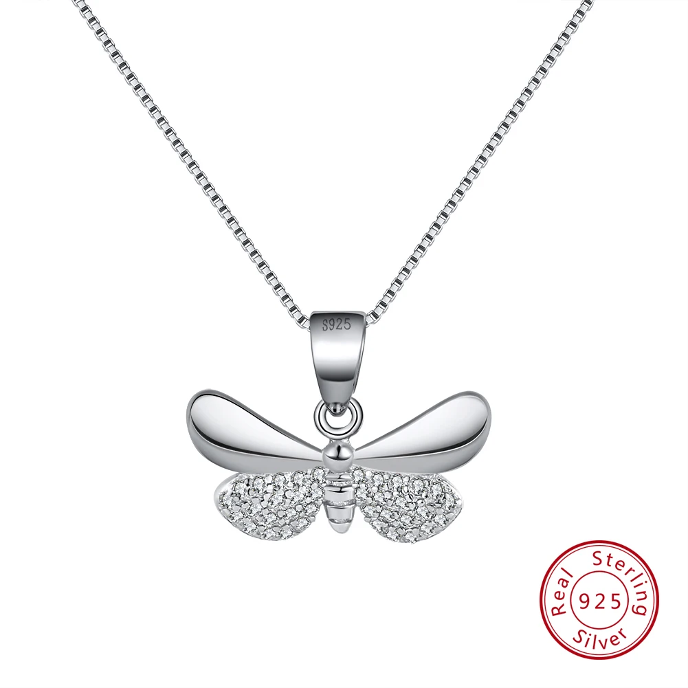 Silver Color ORSA JEWELS, настоящее 925 пробы, серебряные женские ожерелья, серебро, золото, форма бабочки, AAA циркон, Модный кулон, ювелирные изделия SN89 - Цвет камня: Silver Color