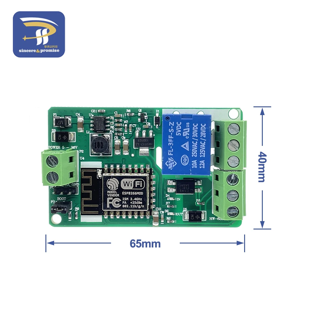 Зеленый ESP8266 реле WI FI модуль 10A 220V Сетевой Вход DC 7V ~ 30 в 4 слоя доска телевизоры