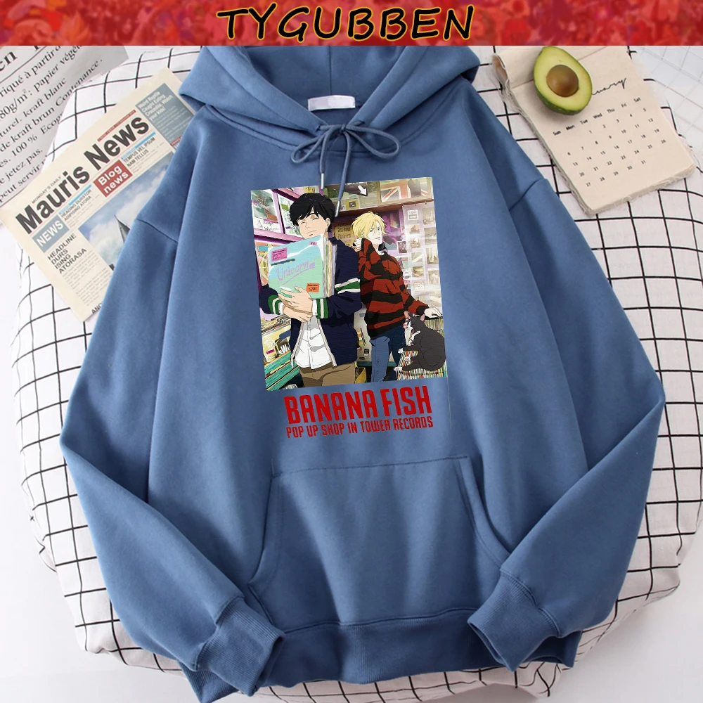 

Banana Fish Anime Cartoons Print Hoodies Women Graphic Autumn Winter Hooded Sweatshirt Pocket Casual Long Sleeve Pullovers Femme