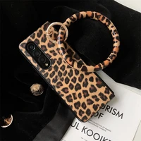 diy phone case for samsung galaxy z fold 3 5g portable bangle big hand ring cover for z fold3 sexy leopard pu leather hard cases