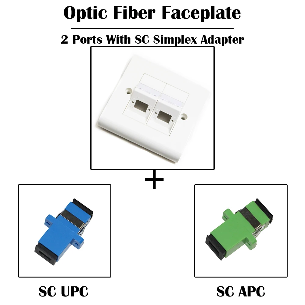 

2 Ports SC Simplex Optic Fiber Faceplate with UPC/APC Adapter SM Single Mode Ethernet FTTH FTTD Networking