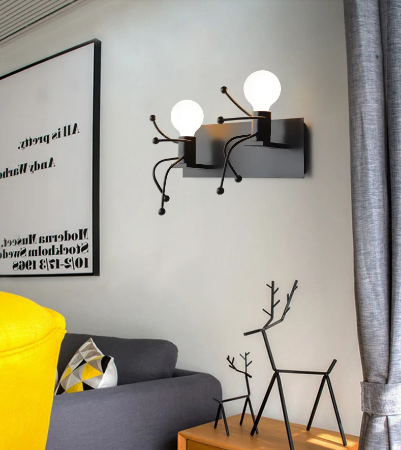 Современные Бра настенный светильник в форме муравья черный белый для