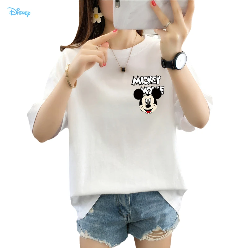 

Disney Mickey Mouse T Shirt Cotton Women Cartoon Tops Streetwear Cute Kawaii Casual Oversized Women Fashion T-shirts Summer 2021