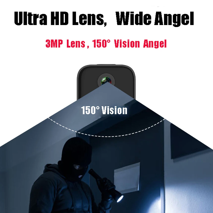 Миниатюрная IP камера Hebeiros HD 1080P с ночным видением Wi Fi аккумуляторная видеокамера