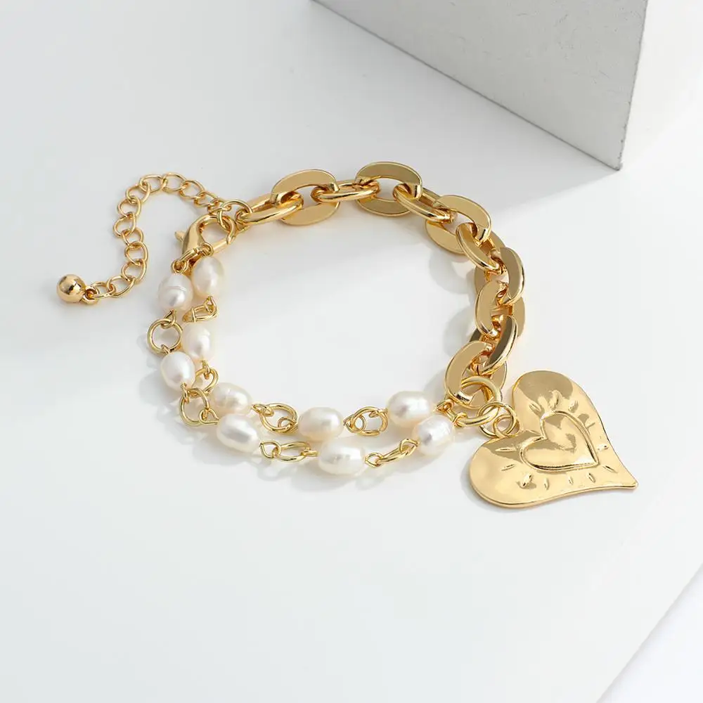 Браслеты-цепочки Flashbuy Многослойные женские толстая цепочка с жемчугом