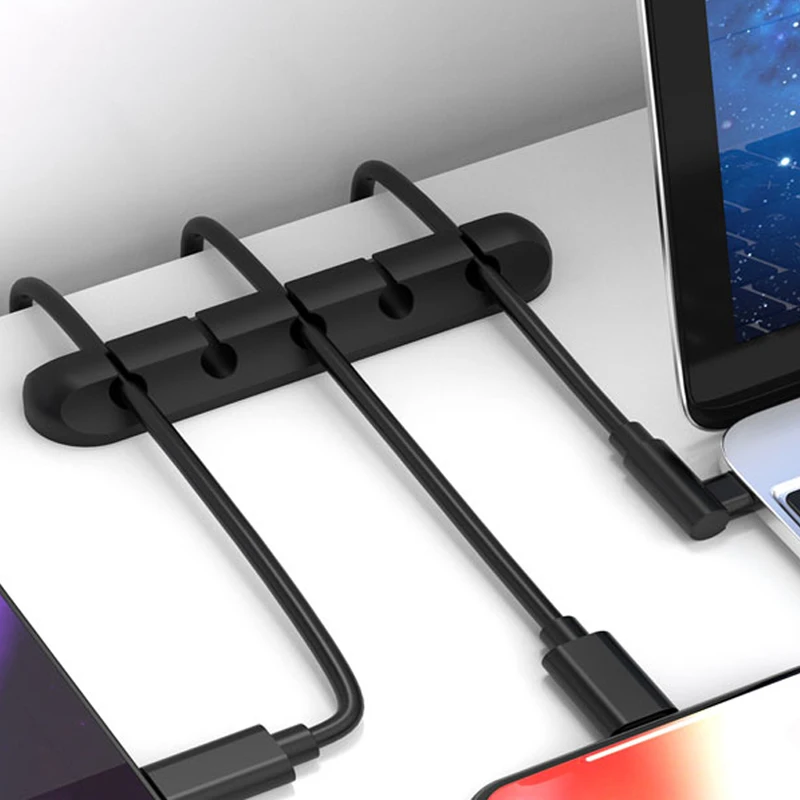 

Силиконовая намотка для USB кабеля, настольный органайзер для кабеля, многофункциональные зажимы, протектор для кабелей для проводных наушн...