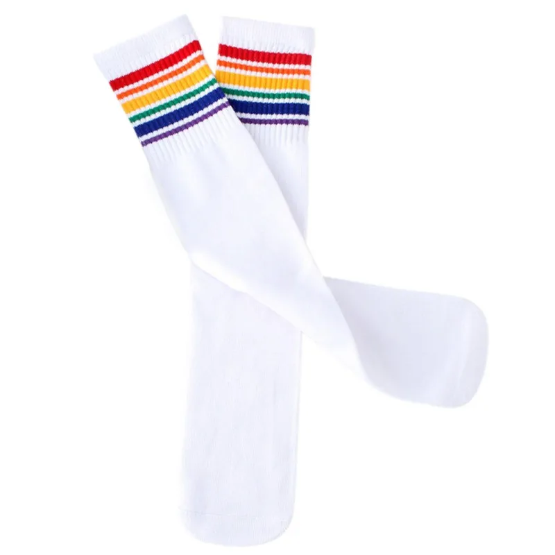 Kids Boys Girls Rainbow Striped Sock Soft Knee High Student Football Sports Socks Baby recien nacido | Детская одежда и обувь