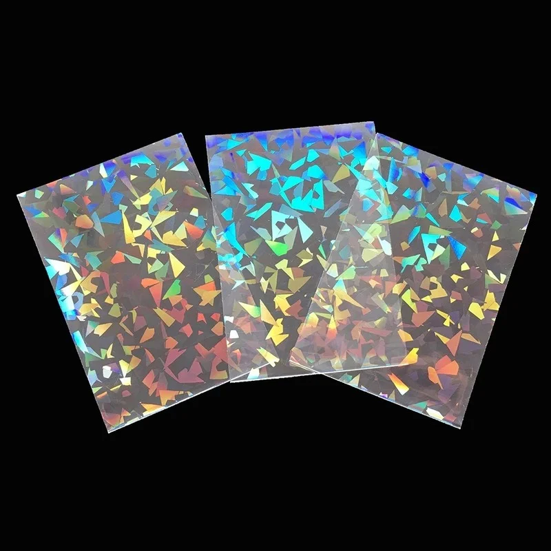 100pcs Broken Gemstone Glass Laser Flashing Card Film Holographic Idol Photo Sleeves Tarot YGO Ultra Super Protector | Спорт и