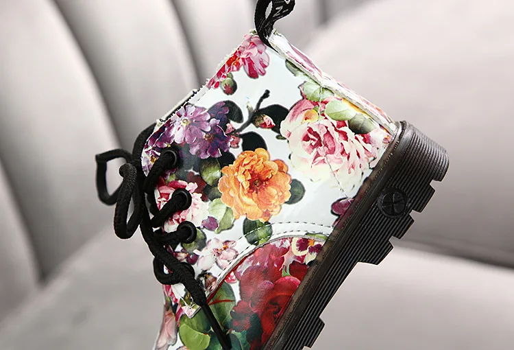 Новые Детские сапожки для мальчиков и девочек с цветочным принтом Цветочный