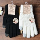 Вязаные перчатки из искусственного кашемира, женские теплые модные осенне-зимние перчатки для сенсорных экранов