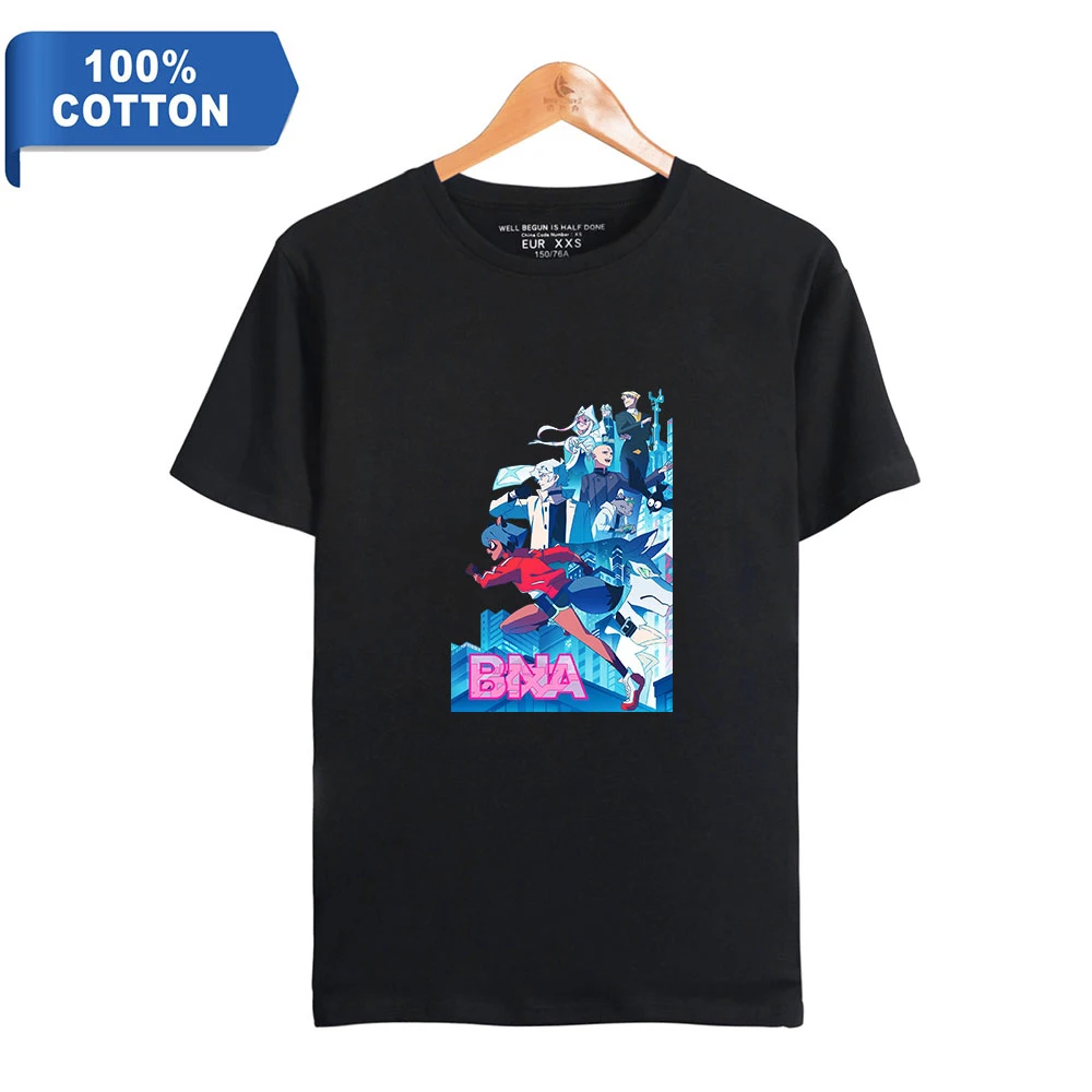 

Мужская летняя футболка с коротким рукавом BNA, Повседневная футболка из 100% хлопка с принтом аниме