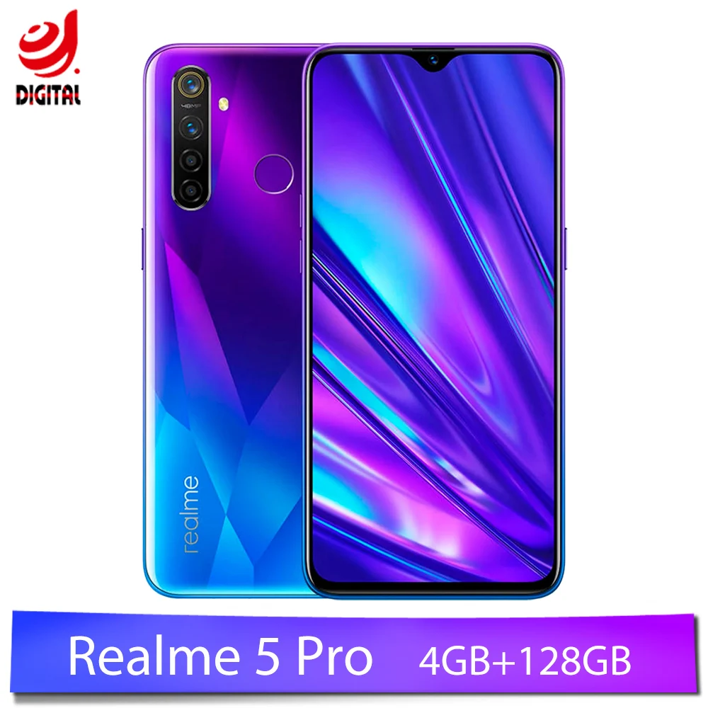 Глобальная версия Realme 5 Pro 4 Гб RAM 128 мобильный телефон Snapdragon 712AIE 48MP Quad Camera смартфон