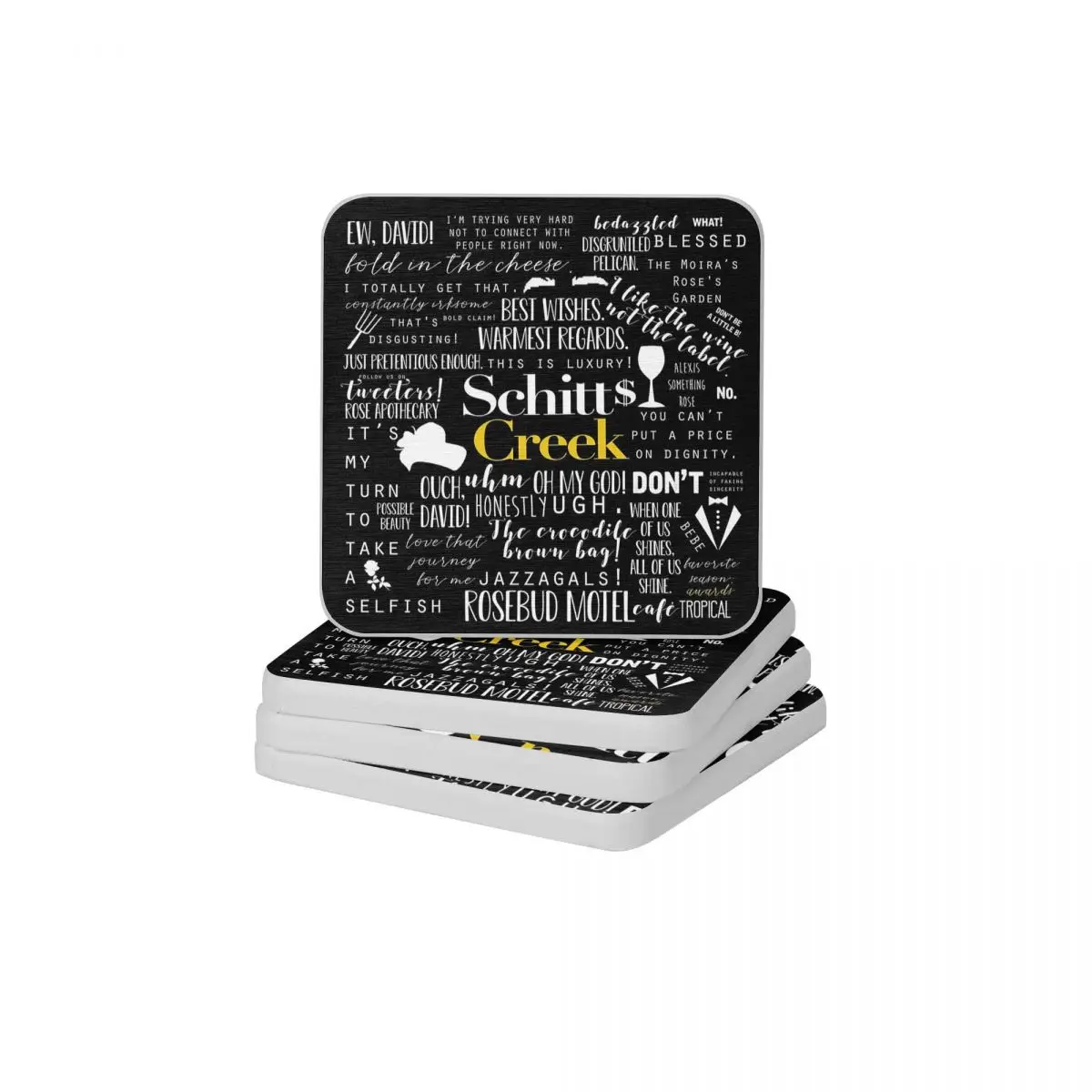 

Schitt's Creek Memorable Quotes Diatomite Square Round Shape Coaster Quick-drying Cup Bonsai Mat Soap Toothbrush Pad 10x10cm