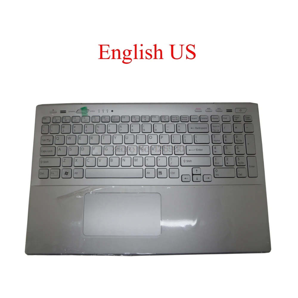 Ноутбук Palmrest US клавиатура для SONY VAIO SVS15 149015811US 9z.n6cbf. 501 серебристый с тачпадом
