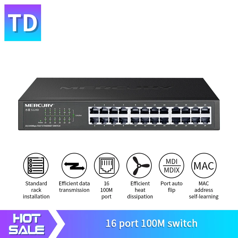 TD GLS116D 16*10/100 Мбит/с порты Eternet сетевой коммутатор подключи и работай простая