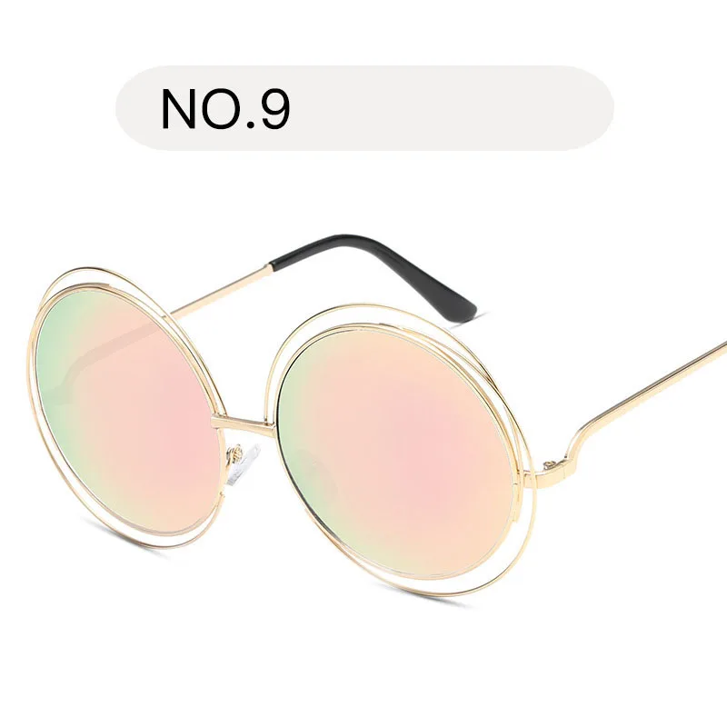 9-Gold.Pink MuseLife более размера d Круглые Солнцезащитные очки Модные женские большой размер большие ретро Зеркальные Солнцезащитные очки женские винтажные брендовые дизайнерские UV4 - Цвет линз: 9-Gold.Pink