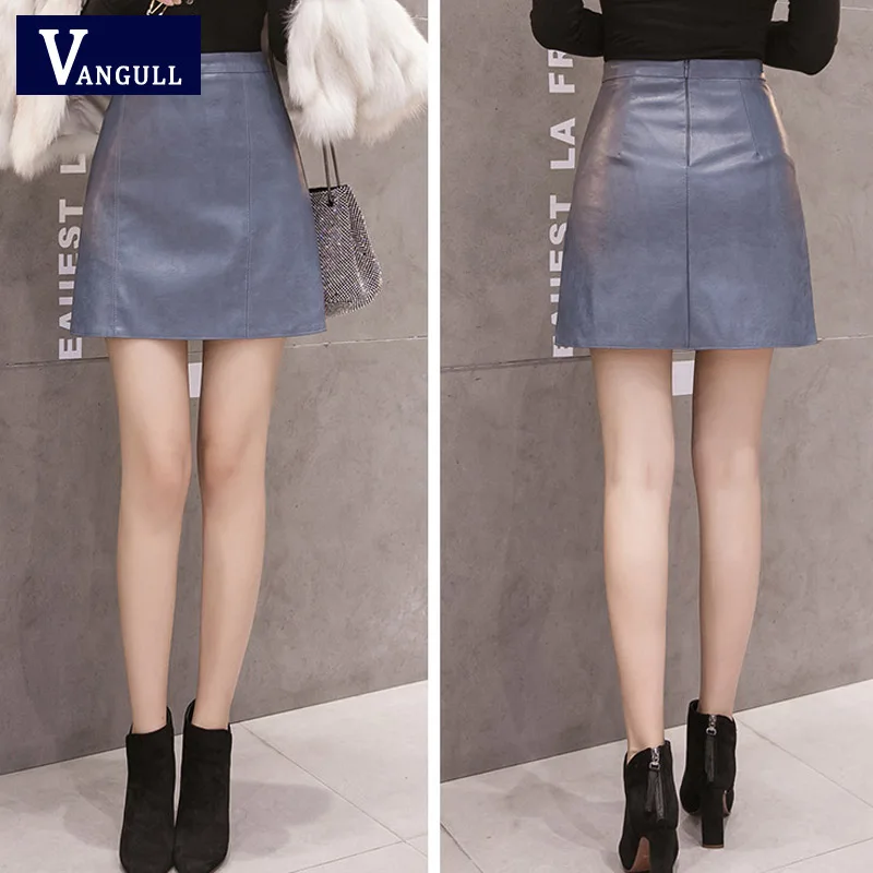 Vangull, Женская юбка из искусственной кожи, новая, повседневная, летняя, модная, элегантная, высокая талия, мини юбка, для девушек, трапециевидная, короткая, юбки, черный, желтый