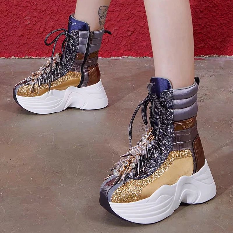 Женские кроссовки обувь из натуральной кожи женские Новинка Chunki женская модная с