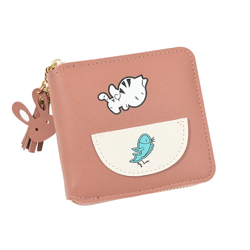 Милые маленькие кошельки с кисточками и котом рыбой для женщин 2019 мини кошелек на