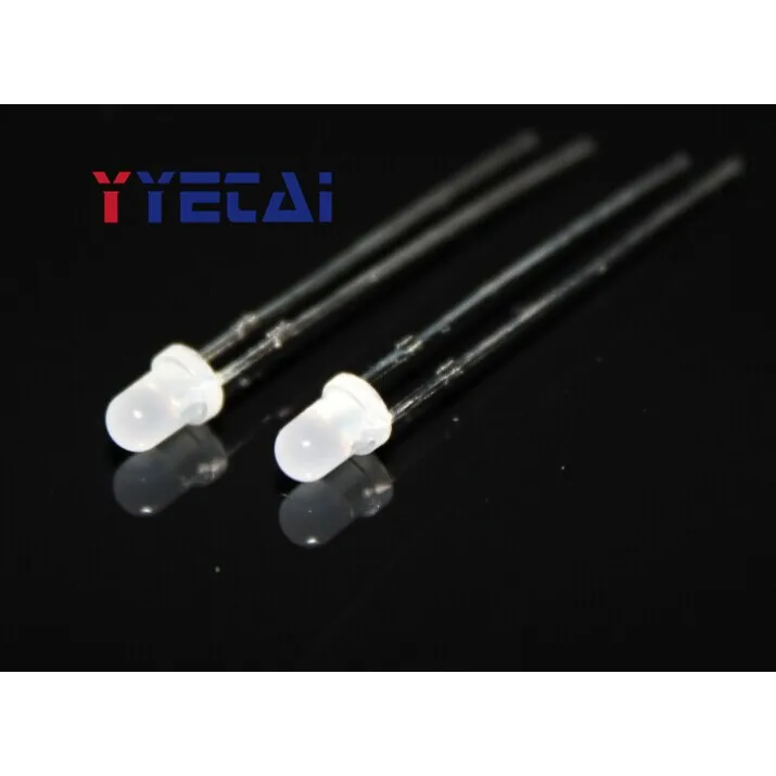 

YYT 100PCS Edged foggy 3MM round head RGB colorful highlight slow flashing fog surface LED light-emitting diode