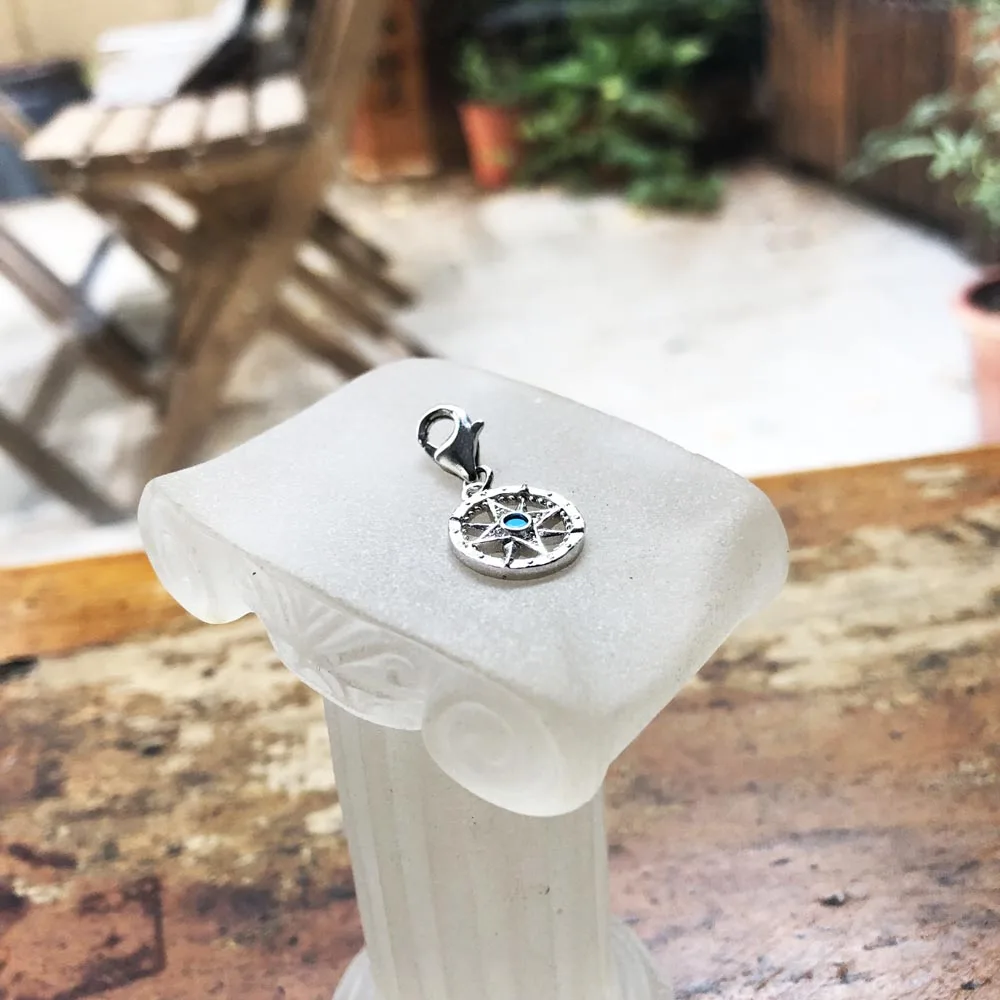 

Blue Globetrotters Compass Charm Pendant, 2019 Autumn Fashion Jewelry 925 Sterling Silver Trendy Gift For Women Men Fit Bracelet