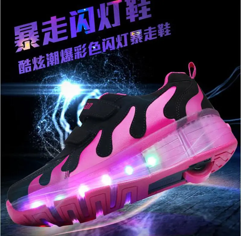 Светодиодный светильник Heelys; кроссовки с двумя колесами для мальчиков и девочек; повседневная обувь на роликах для девочек; Zapatillas Zapatos Con Ruedas