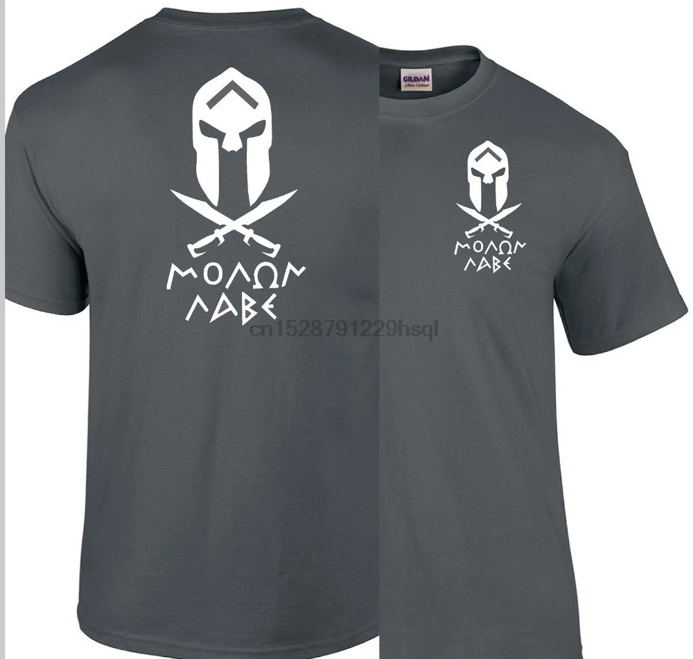 Новейшая футболка с буквенным принтом Molon Labe Spartan Sword пистолетом Двусторонняя